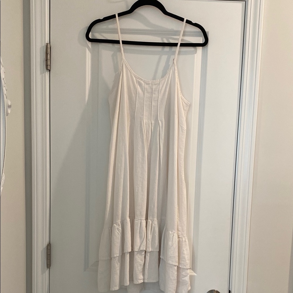 Elegant White Ruffle Hem Dress